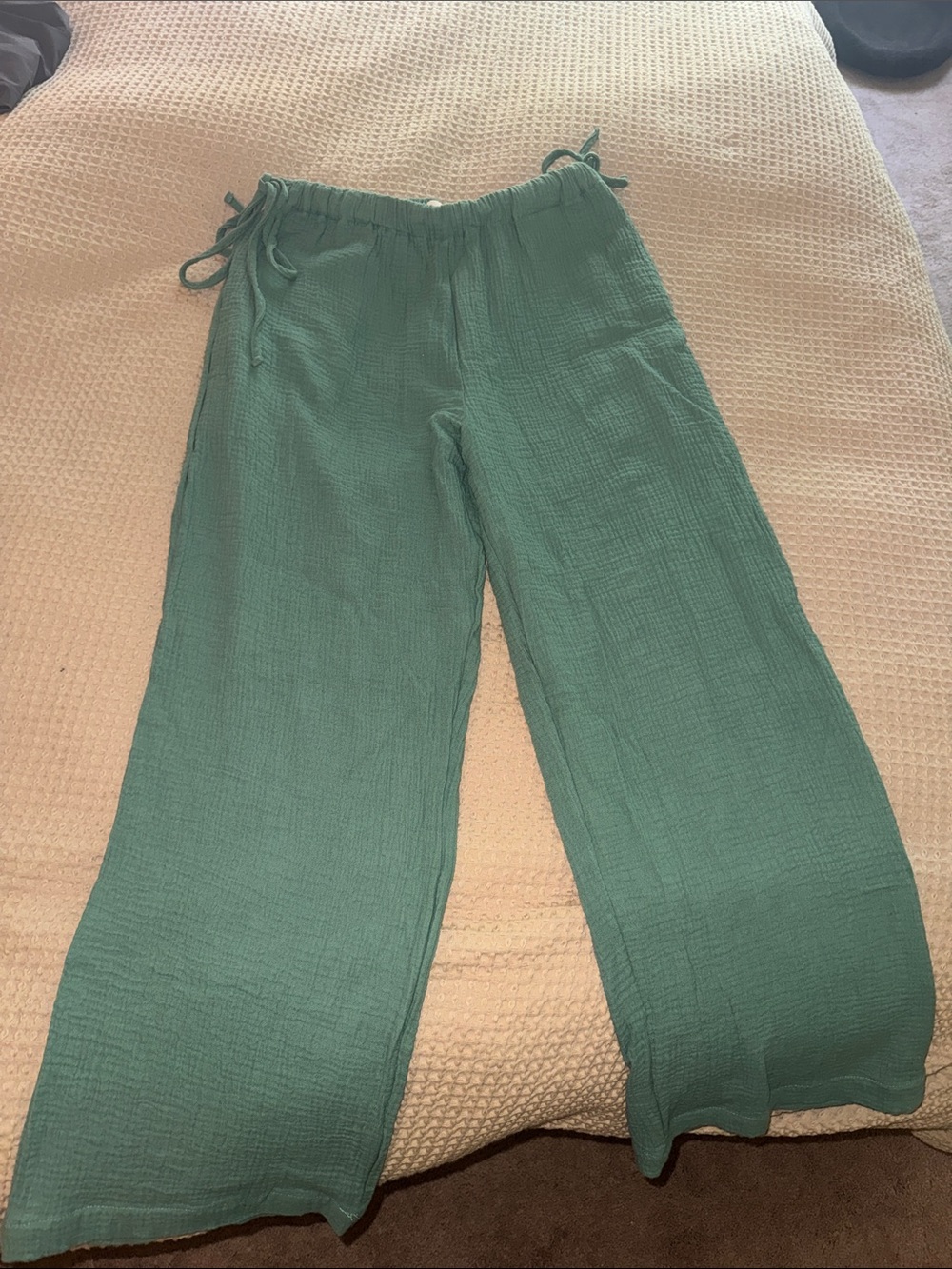 Just Living Teal Wide-Leg Drawstring Pants